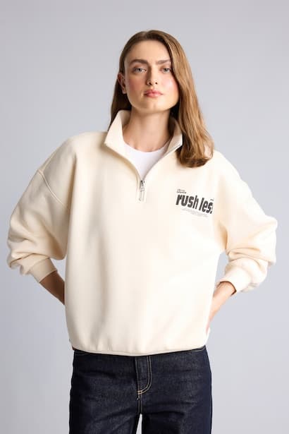 Oversize Fit Thick Printed Stand Collar Zip-Up Hoodie (3)