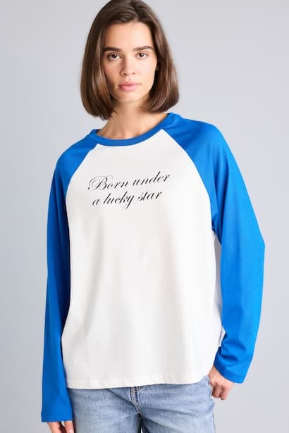 Oversize Fit 100% Cotton Printed Crew Neck Long Sleeve T-Shirt