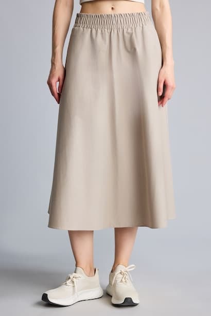 Standard Fit Elastic Waist Midi Skirt (٣)