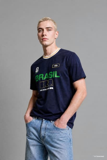 Boxy Fit Brazil Printed Short Sleeve T-Shirt