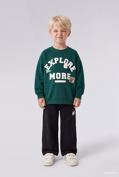 Baby Boy 100% Cotton Barrel Fit Label Detail Trousers