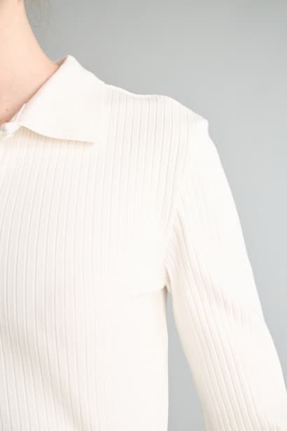 Slim Fit Polo Collar Basic Camisole Long Sleeve T-Shirt (٤)