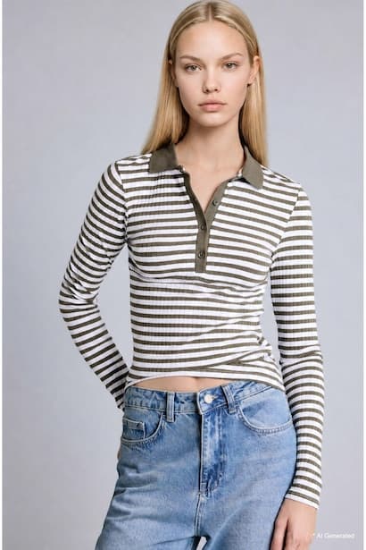 Slim Fit Polo Collar Basic Long Sleeve T-Shirt