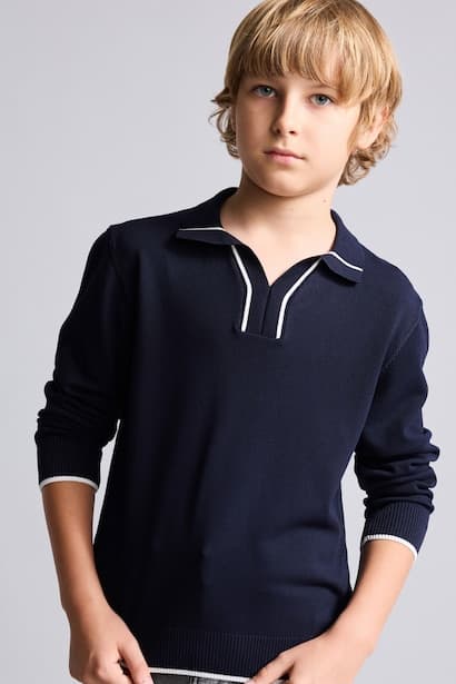 Boy Regular Fit Knit Pullover Stripe Detail Pullover
