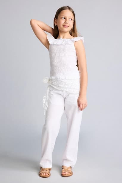 Girl Barrel Fit White Poplin Trousers (2)