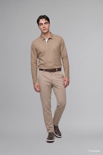 Regular Fit Basic Long Sleeve Polo Collar Sweatshirt