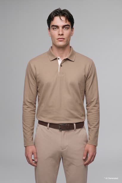 Regular Fit Basic Long Sleeve Polo Collar Sweatshirt (3)