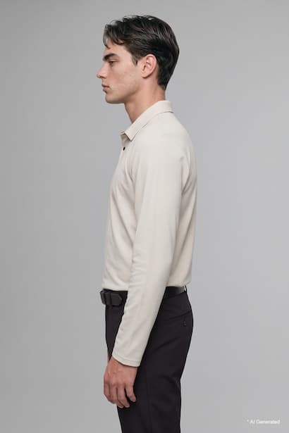 Regular Fit Basic Long Sleeve Polo Collar Sweatshirt (4)