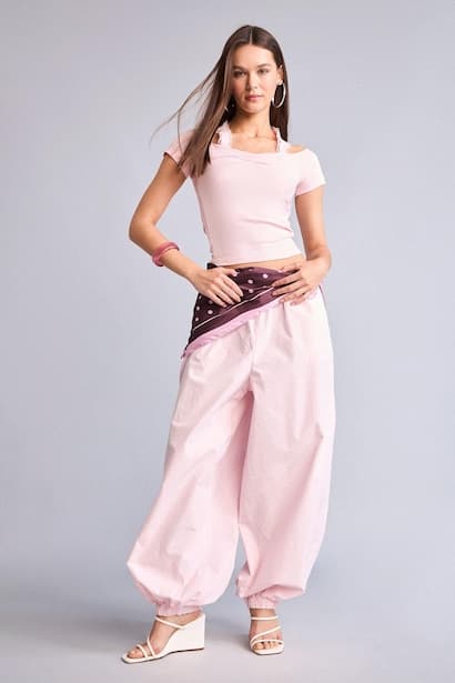 Balloon Fit Double Pocket Poplin Trousers