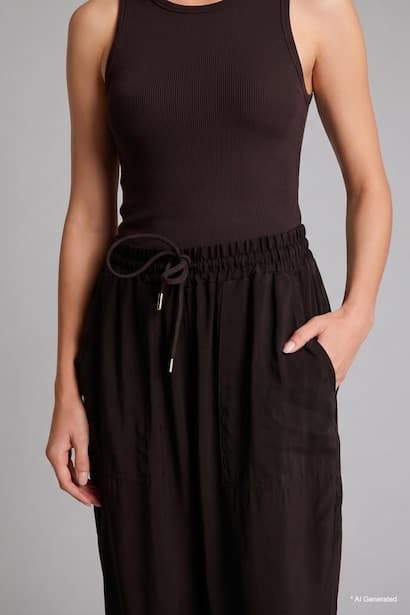 Elastic Waist Brown Modal Jogger Trousers (٤)