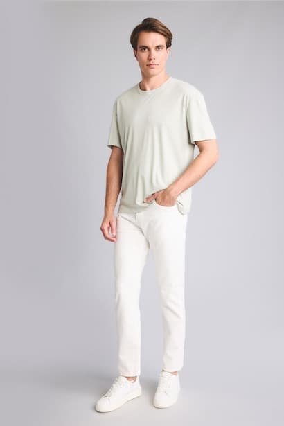 Regular Fit Crew Neck Piqué Mint Green Basic T-Shirt (3)