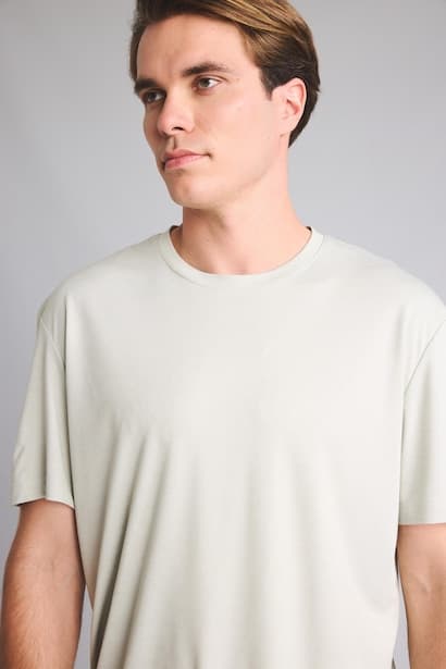 Regular Fit Crew Neck Piqué Mint Green Basic T-Shirt (4)