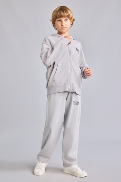 Boy 100% Cotton Barrel Fit Printed Washed-Effect Sweatpants Trousers
