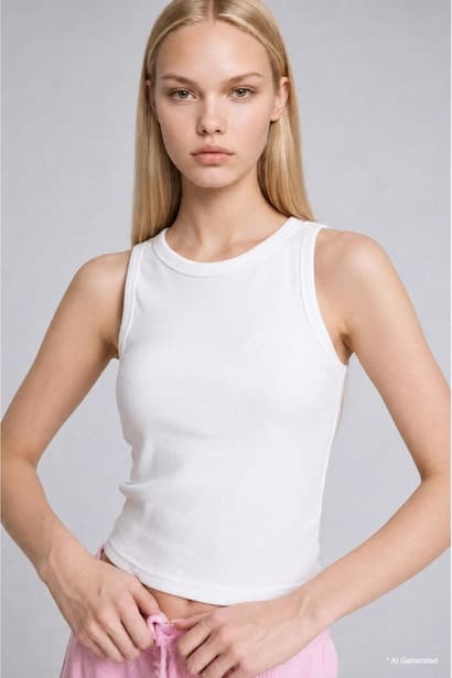 Slim Fit Cropped Ribbed Cotton Tank Top Homewear