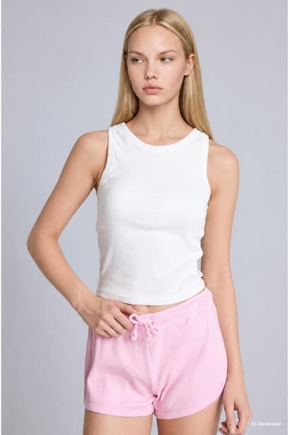 Slim Fit Cropped Ribbed Cotton Tank Top (3)