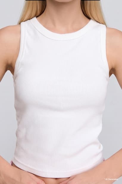 Slim Fit Cropped Ribbed Cotton Tank Top (4)
