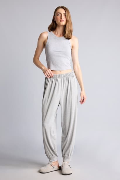 Regular Fit Heather Grey Elastic Waist Sweatpants Homewear
