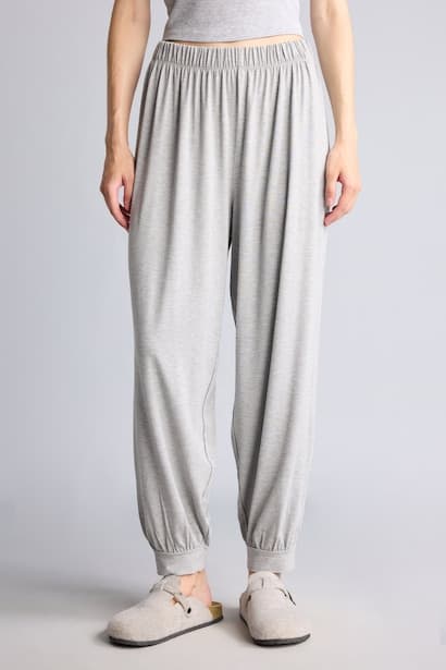 Regular Fit Heather Grey Elastic Waist Sweatpants Homewear (3)