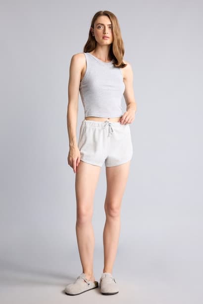 Cotton Waffle Texture Elastic Waist Shorts Homewear