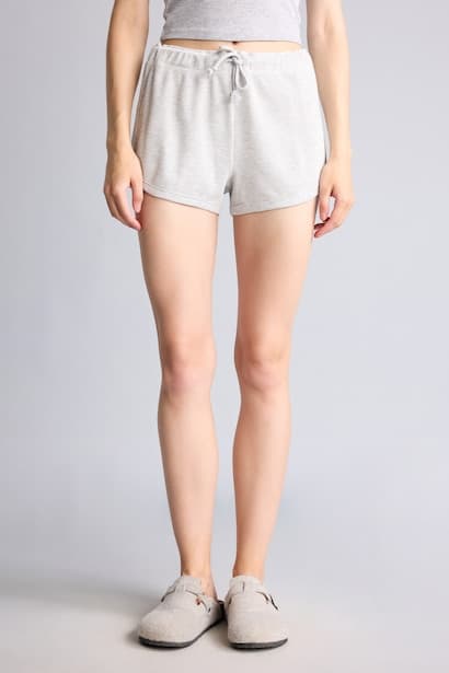Cotton Waffle Texture Elastic Waist Shorts Homewear (٣)