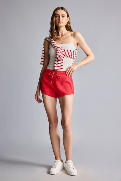 Cotton Waffle Texture Elastic Waist Shorts Homewear