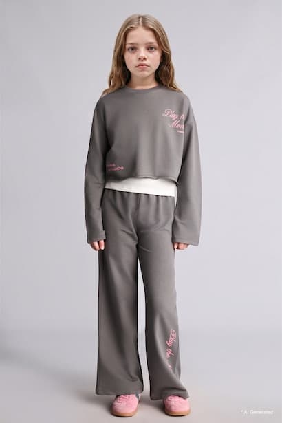 Girl Sweatshirt Undershirt Sweatpants 3 Piece Set Girls