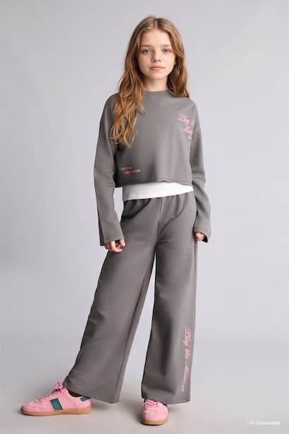 Girl Sweatshirt Undershirt Sweatpants 3 Piece Set Girls (٣)