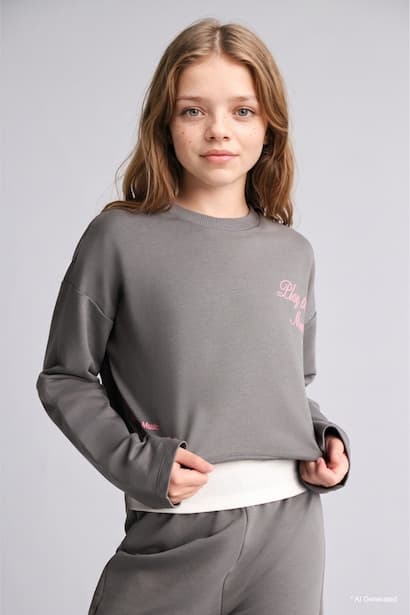 Girl Sweatshirt Undershirt Sweatpants 3 Piece Set Girls (٤)