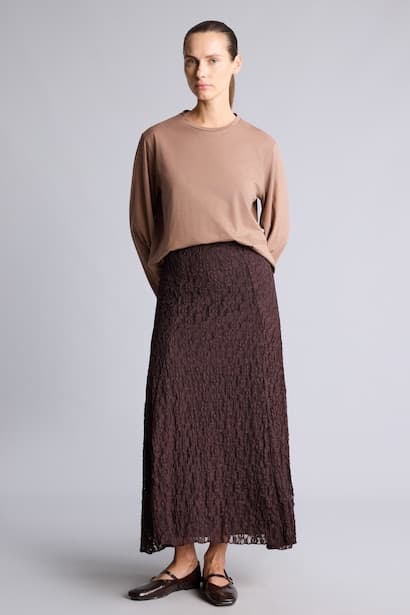A-Line Lace Midi Skirt