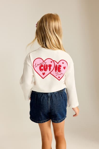 Baby Girl Back Printed Crew Neck Long Sleeve T-Shirt