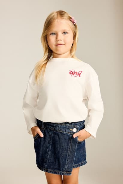 Baby Girl Back Printed Crew Neck Long Sleeve T-Shirt (٣)