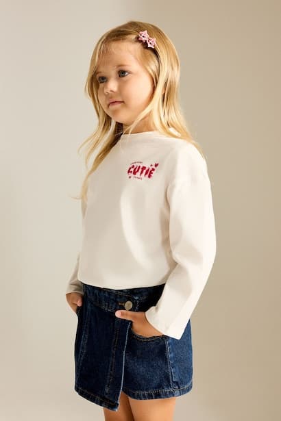 Baby Girl Back Printed Crew Neck Long Sleeve T-Shirt (٤)