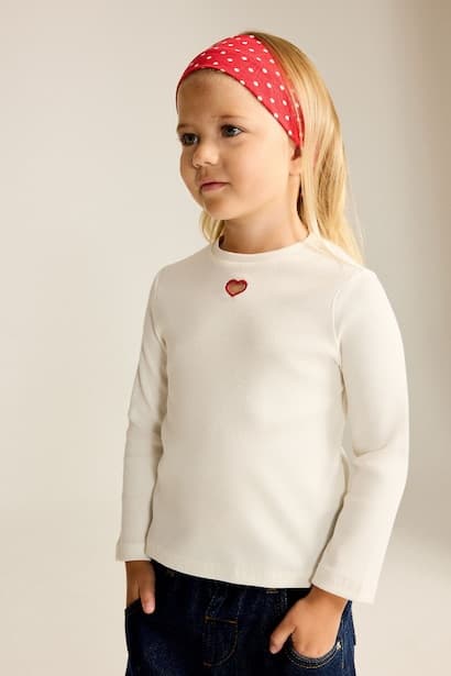 Baby Girl Heart Pattern Long Sleeve T-Shirt (٣)