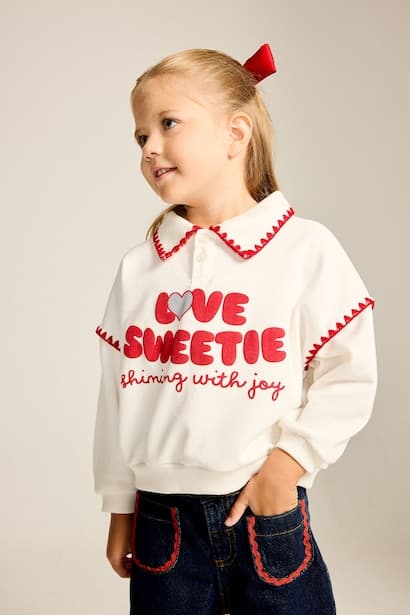 Baby Girl Polo Neck Printed Thick Sweatshirt (3)