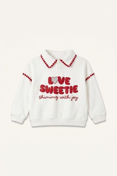 Baby Girl Polo Neck Printed Thick Sweatshirt (4)