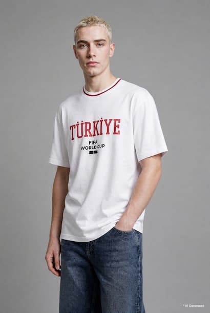 Boxy Fit Crew Neck Printed Short Sleeve T-Shirt
