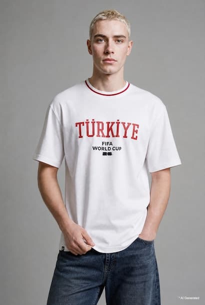 Boxy Fit Crew Neck Printed Short Sleeve T-Shirt (٣)