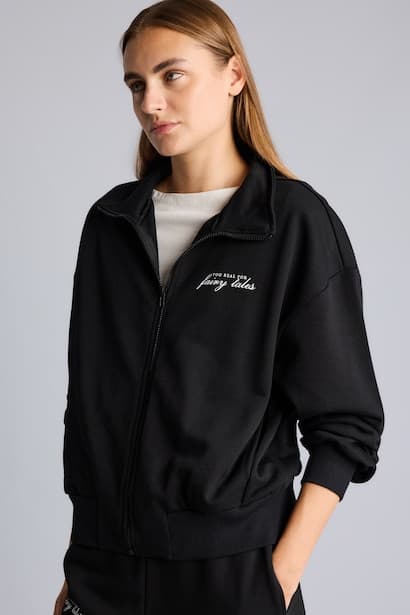 Relax Fit Half Turtleneck Printed Thick Cardigan