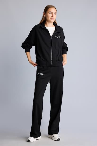 Straight Fit Thick Sweatshirt Fabric Trousers