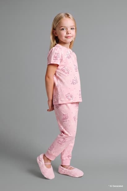 Baby Girl Patterned Top Bottom 2 Piece Pyjama Set Homewear