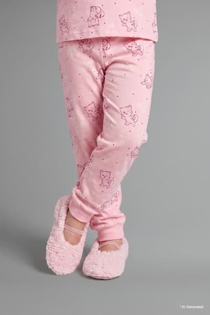 Baby Girl Patterned Top Bottom 2 Piece Pyjama Set Homewear (٣)