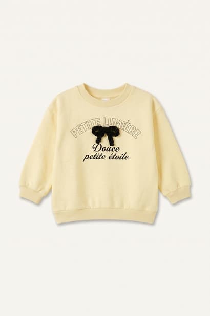 Baby Girl Light Yellow 100% Cotton Crew Neck Sweatshirt (٤)