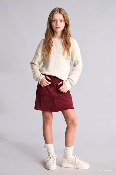 Girl Ribbed Corduroy Skirt