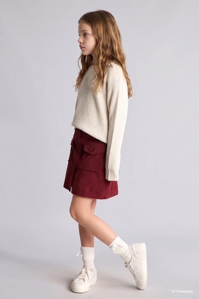Girl Ribbed Corduroy Skirt (3)