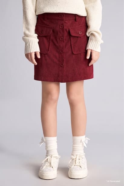 Girl Ribbed Corduroy Skirt (4)