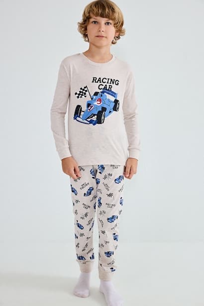 Boy Printed Long Sleeve Top and Trousers Pyjama Set Homewear