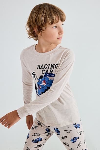 Boy Printed Long Sleeve Top and Trousers Pyjama Set Homewear (٤)