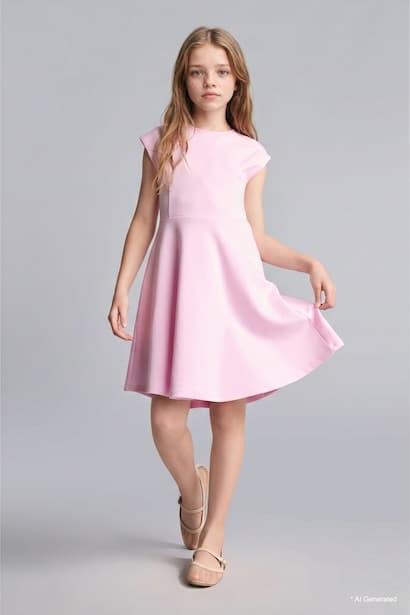 Girl Bell Pink Short Sleeve Midi Dress (2)