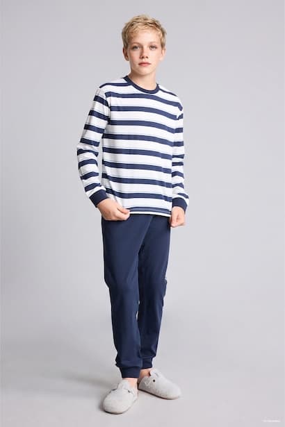 Boy Striped Long Sleeve Top and Trousers Pyjama Set Homewear