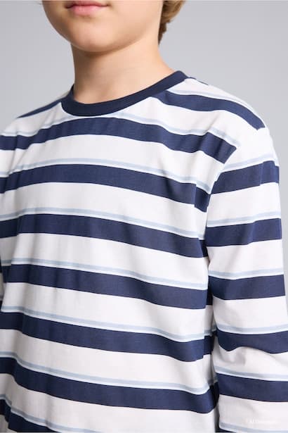 Boy Striped Long Sleeve Top and Trousers Pyjama Set (4)